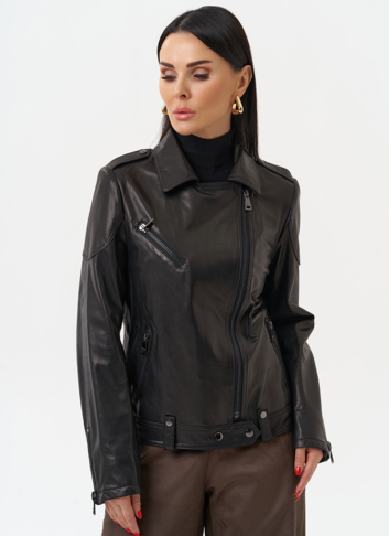 Куртка кожаная черного цвета