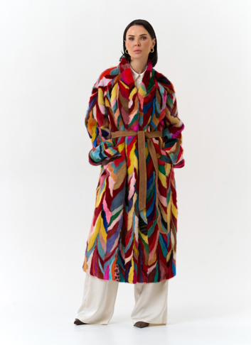 Норковая шуба в стиле пэчворк