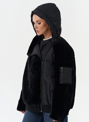 Комбинированная куртка с капюшоном