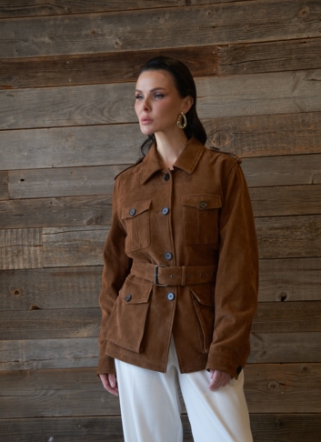 Куртка - сафари женская из натуральной замши