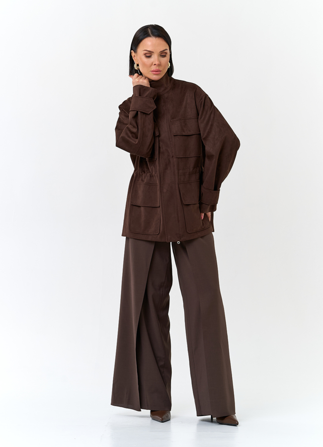 Женская куртка парка из эко замши  модель № 32735 в рассрочку