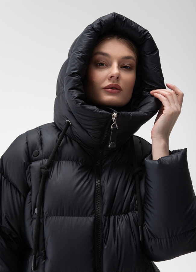 Женский пуховик с капюшоном  модель № 28008 универмаг малина