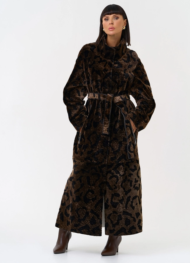 фото Женская натуральная дубленка с леопардовым принтом модель № 31479 фото