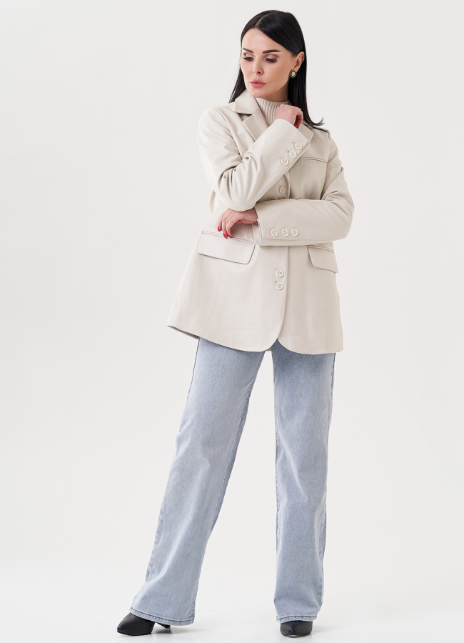 фото Женский пиджак из натуральной кожи  модель № 24482