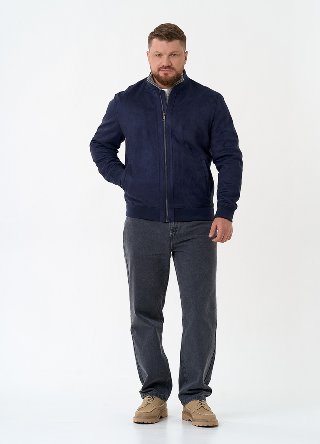 фото Мужская куртка бомбер из эко замши модель № 30303