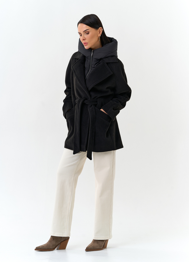 Женское пальто со съемный капюшоном модель № 32698 универмаг малина