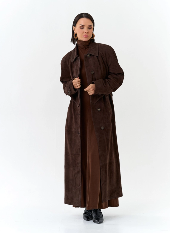Женский плащ из натуральной замши