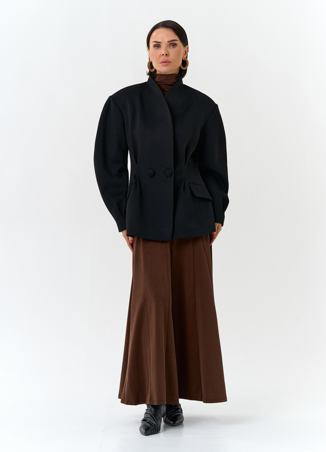 Женское укороченное пальто с акцентными рукавами модель № 32780 в рассрочку