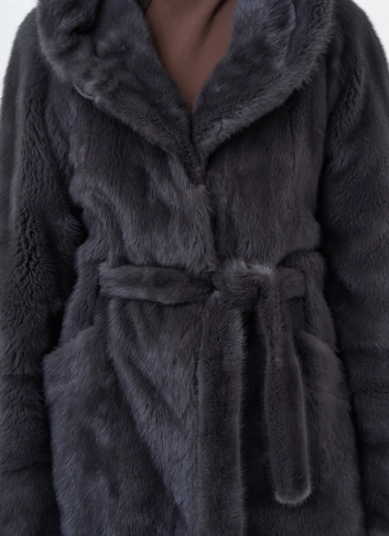 Короткая норковая шуба с капюшоном фото