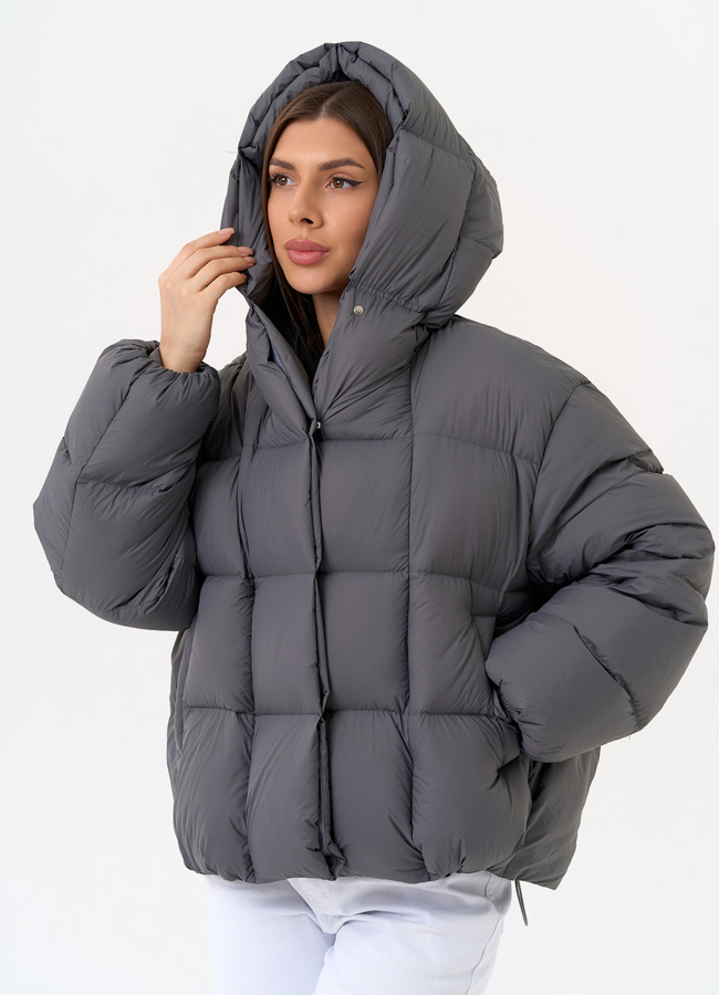 фото Короткий пуховик с трикотажной манишкой модель № 31539