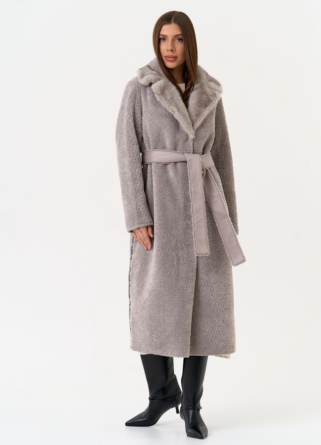 Женская двухсторонняя дубленка из эко замши модель № 31512 в кредит