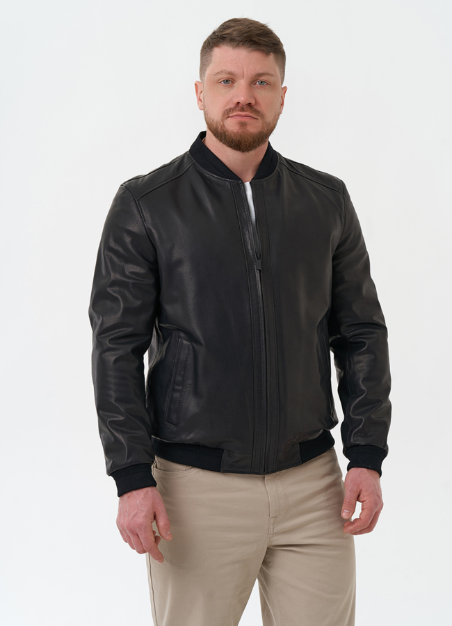 Мужская куртка бомбер из натуральной кожи модель № 24484 универмаг малина