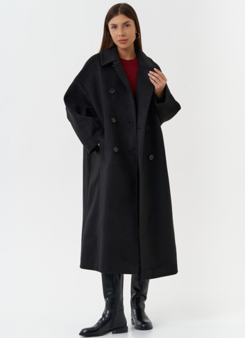 Длинное пальто черного цвета