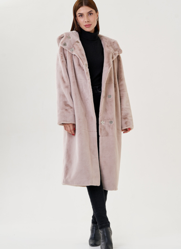 Длинное пальто из искусственного меха