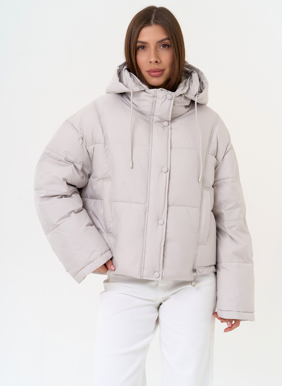 Женский короткий пуховик с капюшоном