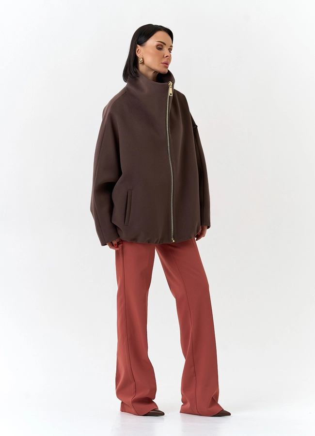 Женское укороченное пальто с высоким воротником модель № 32558 универмаг малина