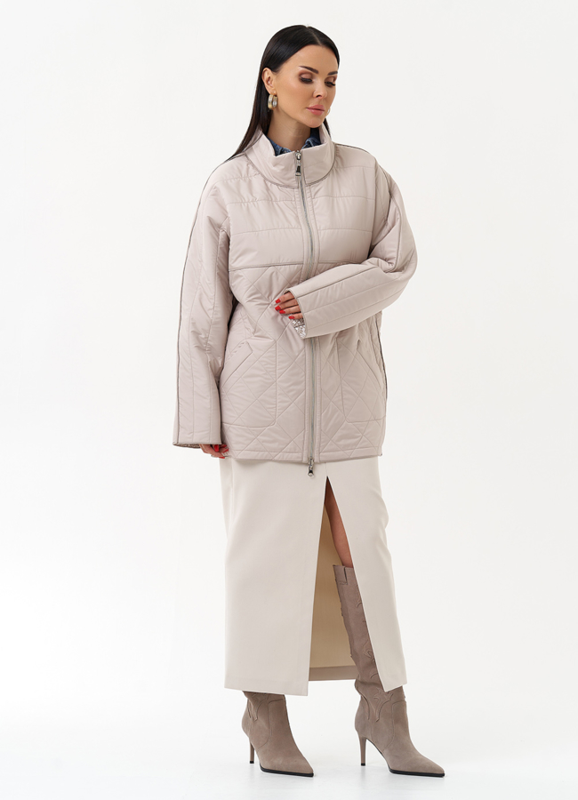 Женская двухсторонняя куртка с воротником стойкой модель № 30007 универмаг малина