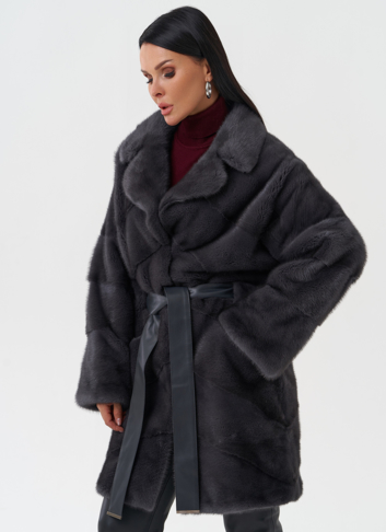 Норковая шуба с английским воротником