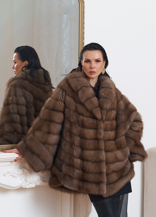 Шуба из куницы оверсайз модель № 24643 универмаг малина