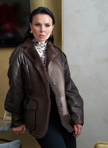 Комбинированная куртка из натуральной кожи и овчины