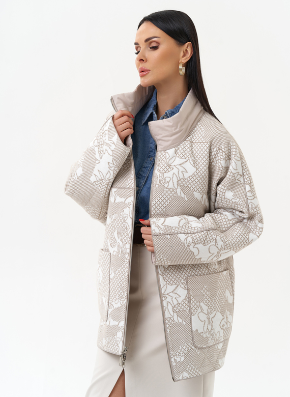 Женская двухсторонняя куртка с воротником стойкой