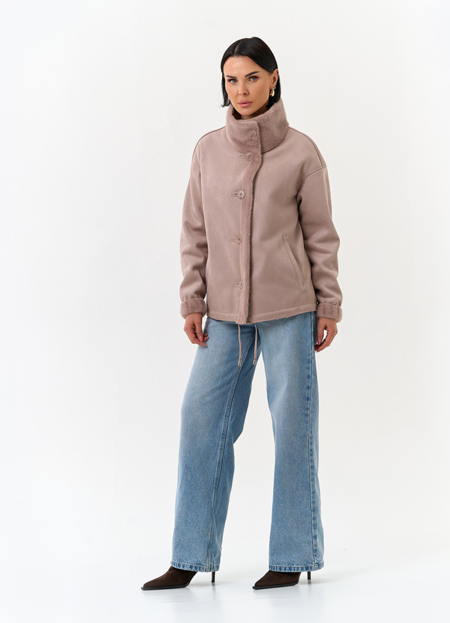 Женская двухсторонняя дубленка из эко замши модель № 32789 в рассрочку