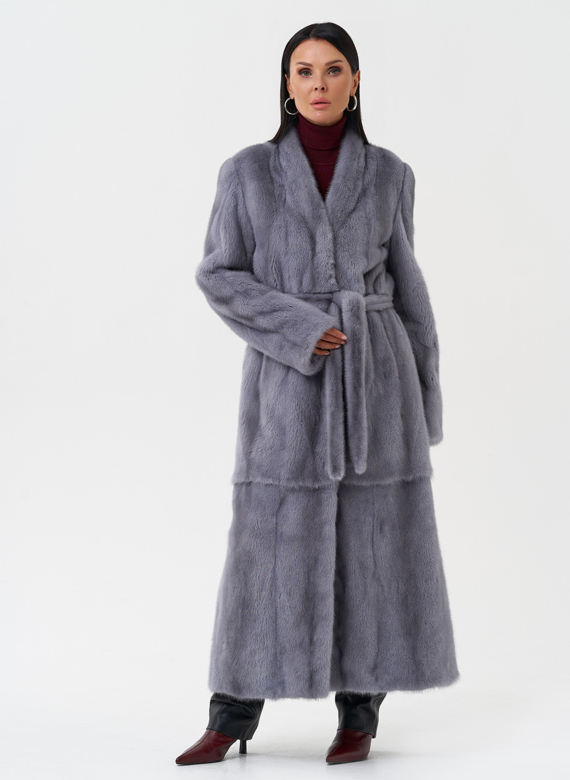 Длинная шуба из меха норки