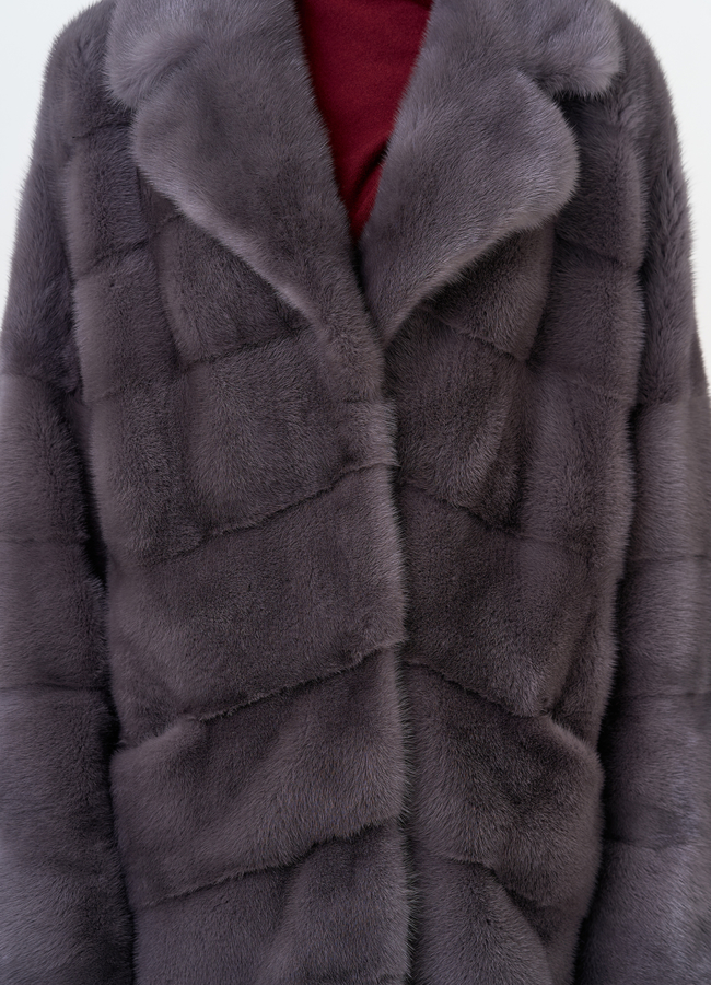 Шуба из меха норки с английским воротником модель № 31649 универмаг малина