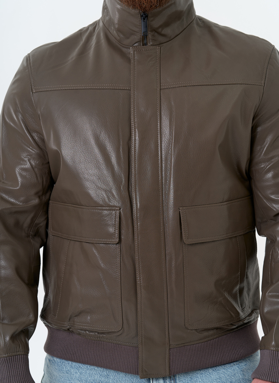 Мужская куртка бомбер из натуральной кожи