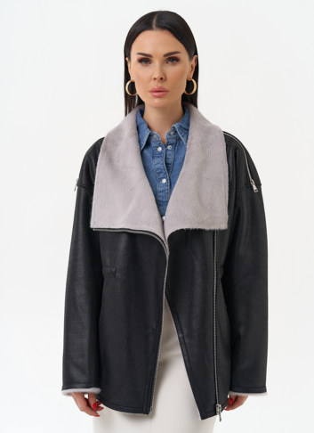 Женская дубленка из эко замши 