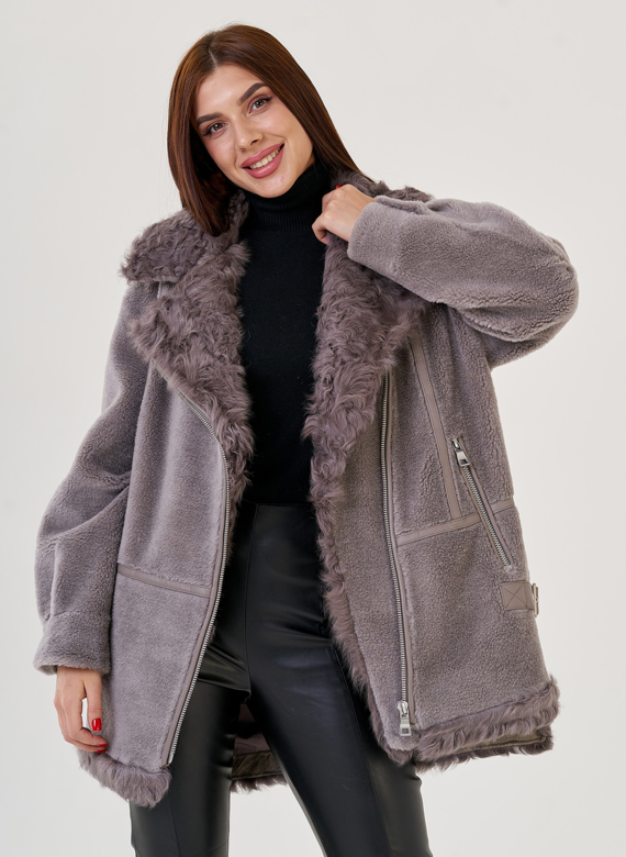 Женская куртка "косуха" из искусственного меха