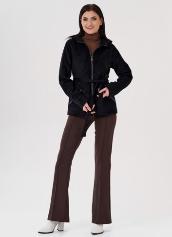 Куртка из эко замши с капюшоном