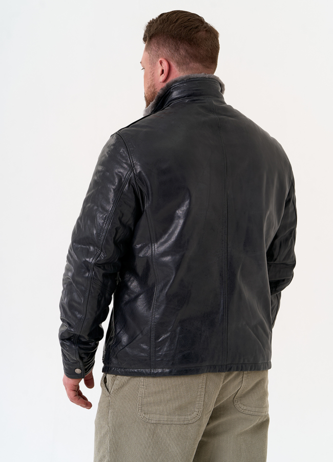 Куртка из натуральной кожи с воротником стойкой модель № 31656 в кредит