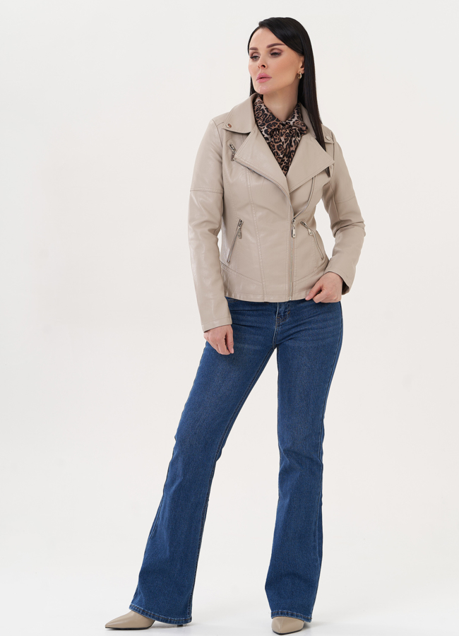 фото Куртка из эко кожи с отложным воротником модель № 26966