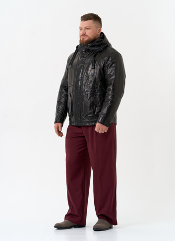 Мужская куртка из натуральной кожи с капюшоном