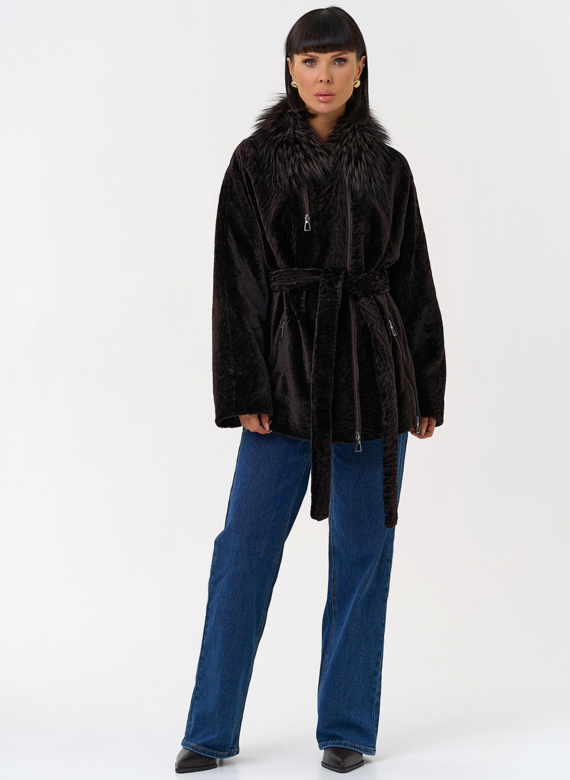 Дубленка натуральная с воротником из меха лисы