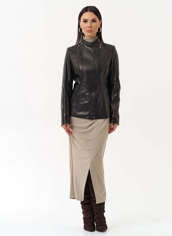 Куртка кожаная черного цвета