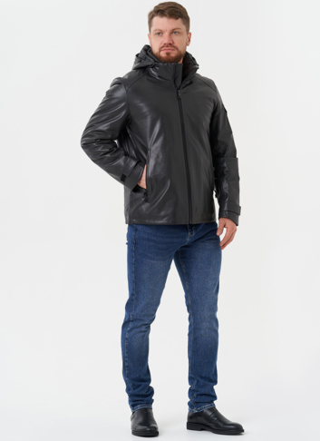 Куртка из натуральной кожи с капюшоном