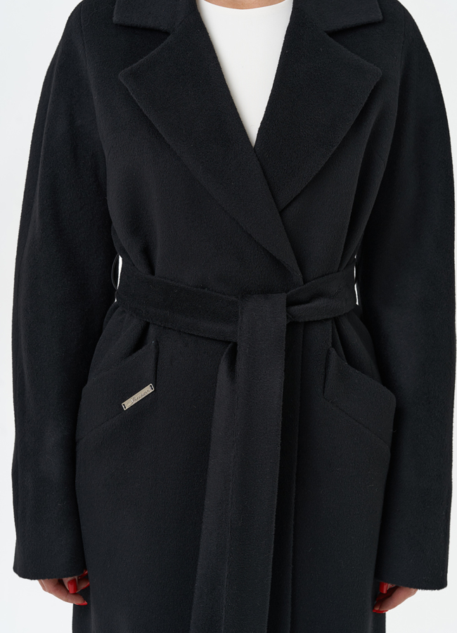 Классическое женское пальто в черном цвете модель № 21307 универмаг малина