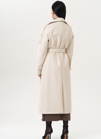 Удлиненный тренч из эко кожи