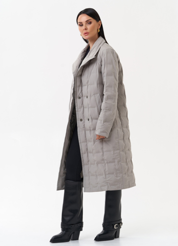 Женское утепленное пальто с английским воротником