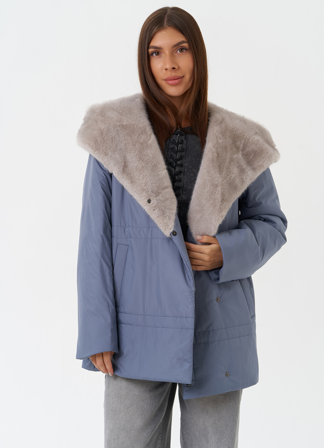 Куртка с капюшоном из эко меха модель № 28837 универмаг малина