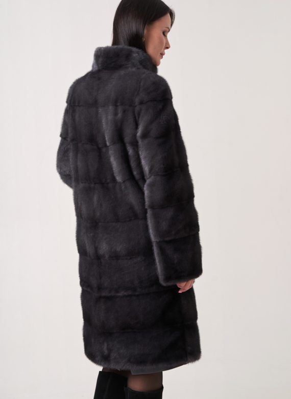 Норковая шуба трансформер, поперечная со стойкой