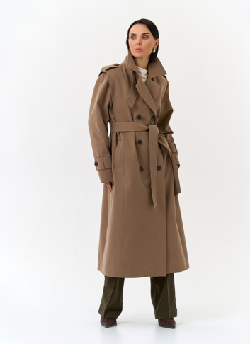 Женский длинный плащ с поясом