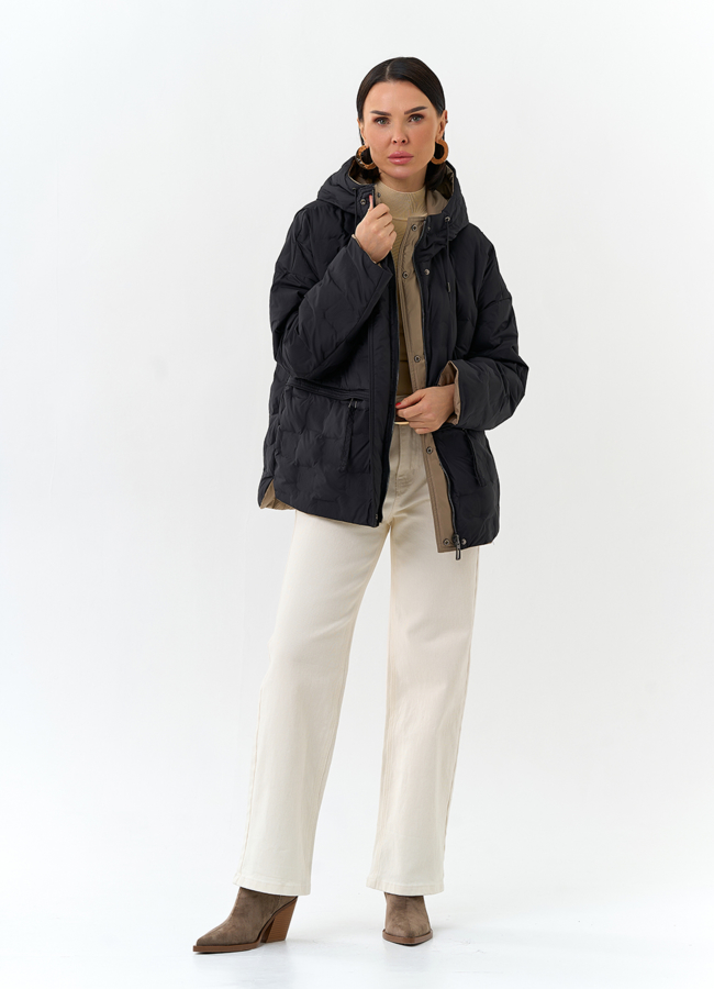 Женская двухсторонняя куртка с капюшоном модель № 32722 универмаг малина