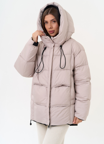 Двухсторонний женский пуховик с капюшоном
